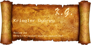 Kriegler György névjegykártya